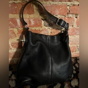Coach Black Pebble Leather Tote Penelope hobo bag #16535